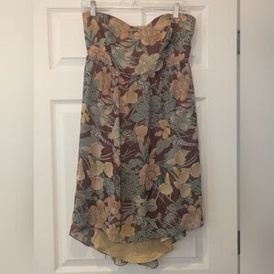 Urban Outfitters Kimchi Blue Safari Animal Floral Dress Sz L Strapless Babydall